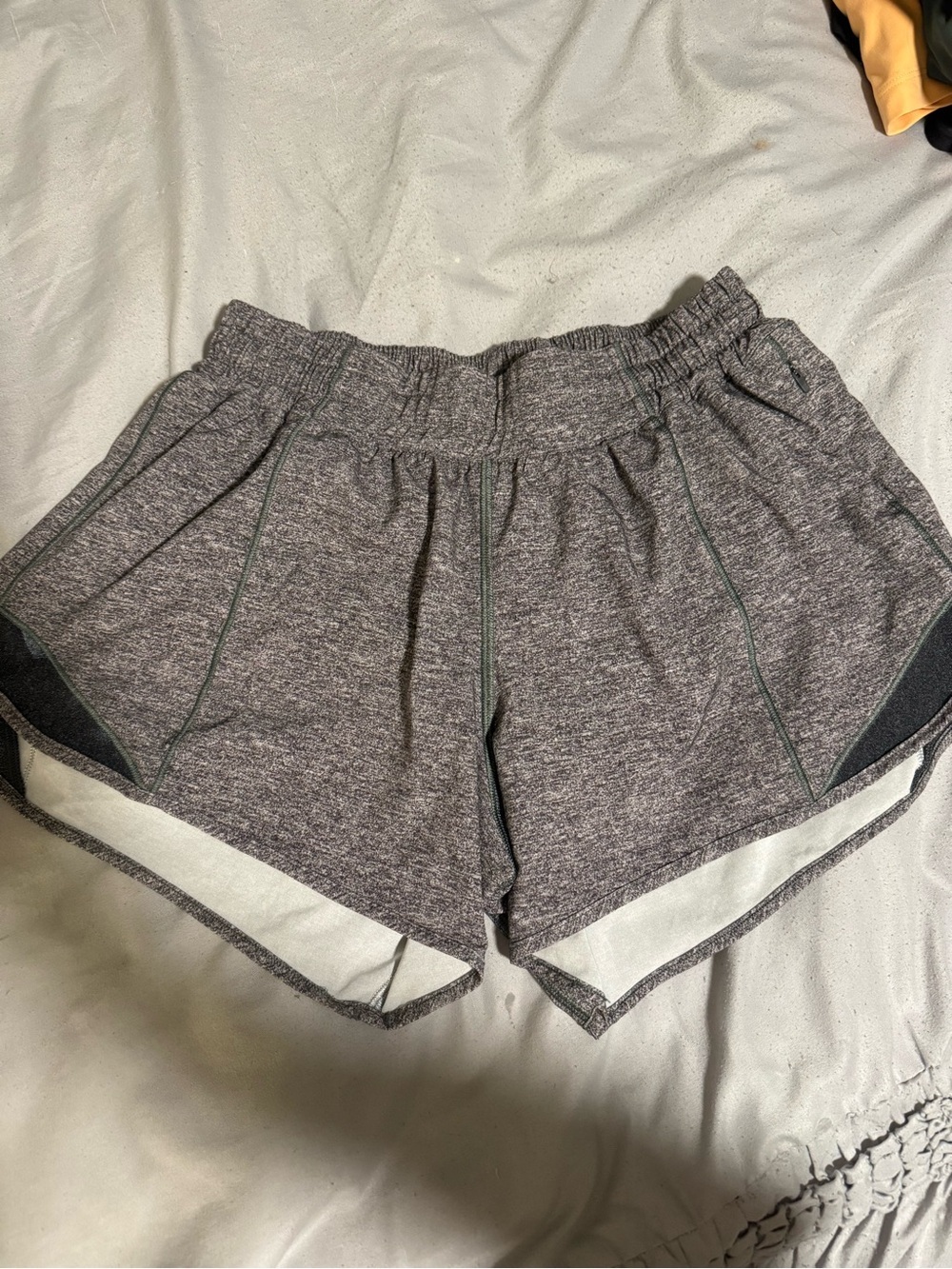 lululemon athletica Women's Heather Gray Athletic Shorts with White Trim